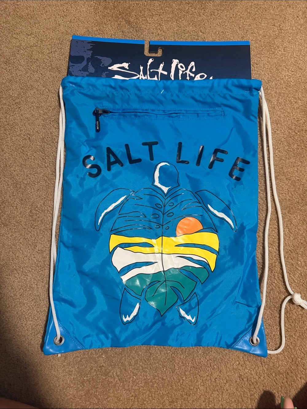 Salt Life Turquoise Turtle Drawstring Bag